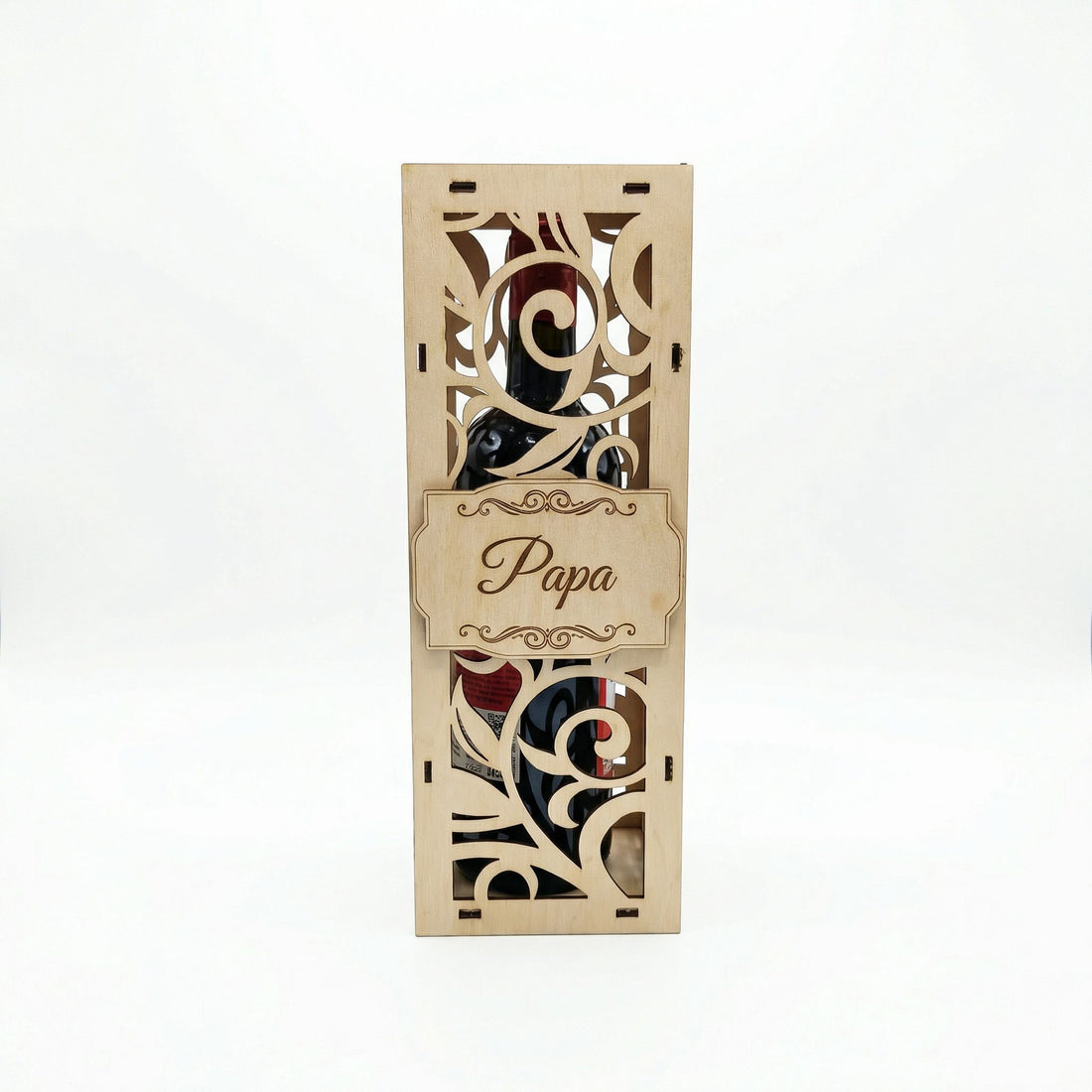 Weinbox Box Geschenk Wein Flasche Holz Natur personalisiert mit Gravur