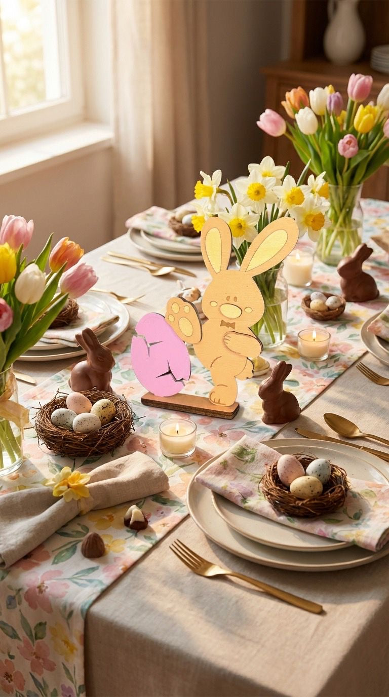 Hase Ei Ostern Deko Holz