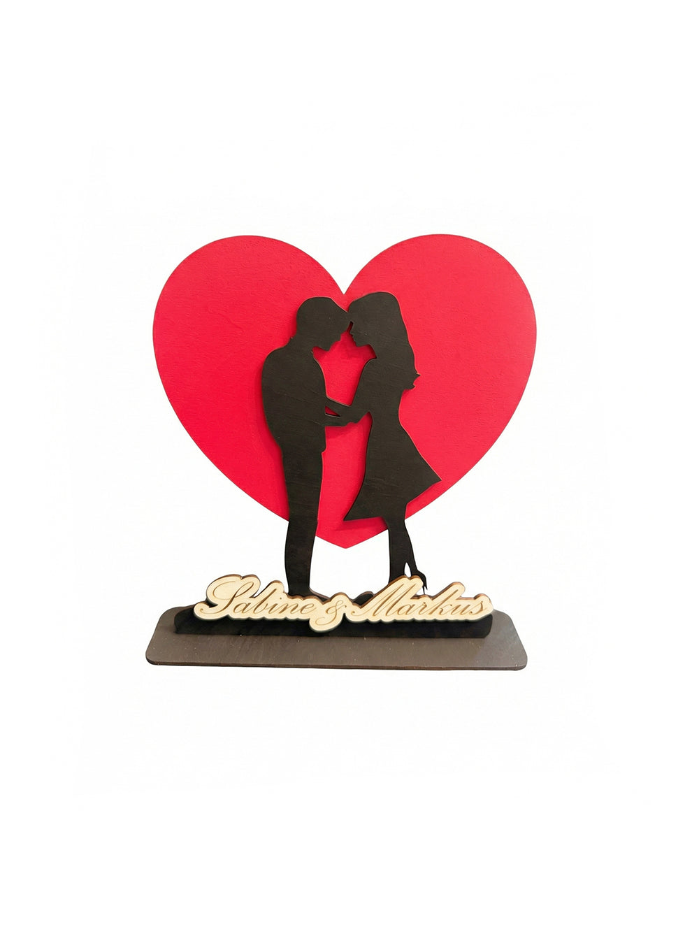 Herz Liebe Paar Liebespaar Valentinstag Hochzeit Geburtstag Geschenk Personalisiert Namen Gravur schwarz/rot