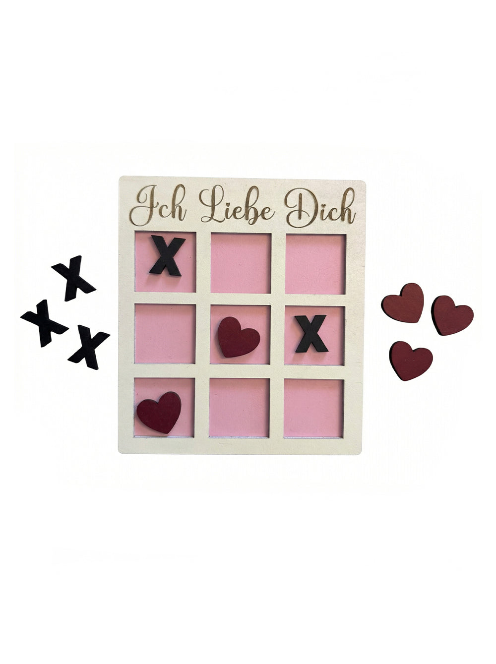 Spiel Brettspiel Tic Tac Toe Liebe Valentinstag Hochzeit Geburtstag Paar 15,8 x 14 cm Holz