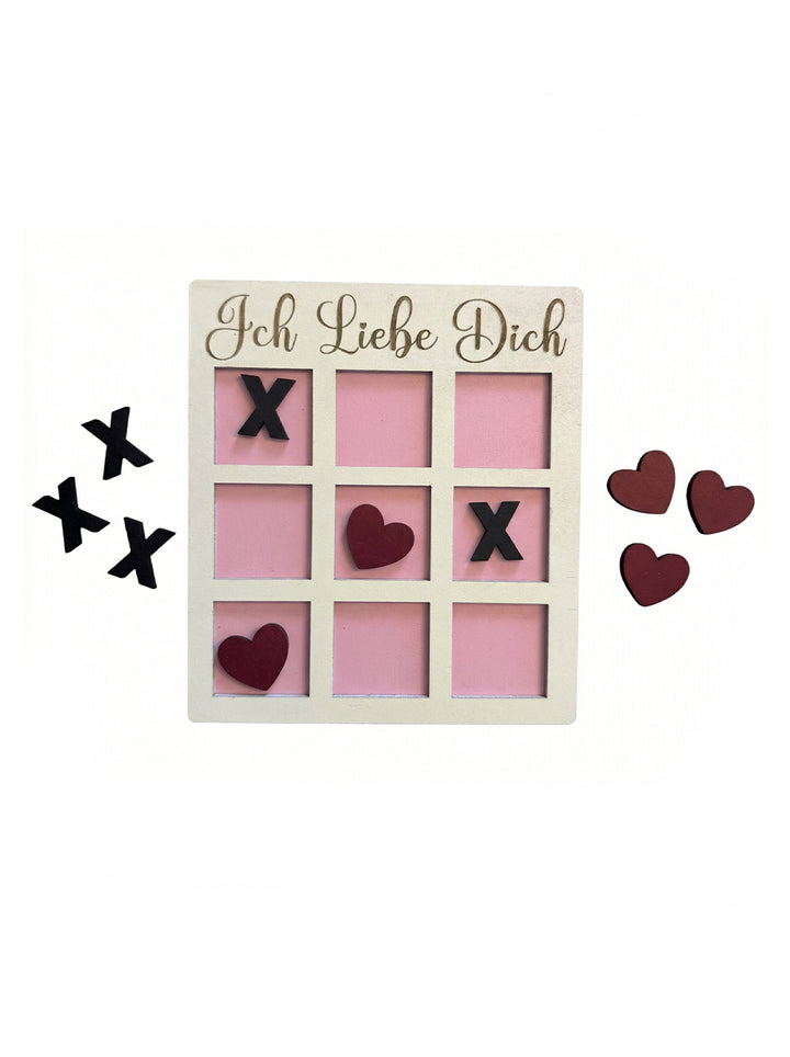 Spiel Brettspiel Tic Tac Toe Liebe Valentinstag Hochzeit Geburtstag Paar 15,8 x 14 cm Holz