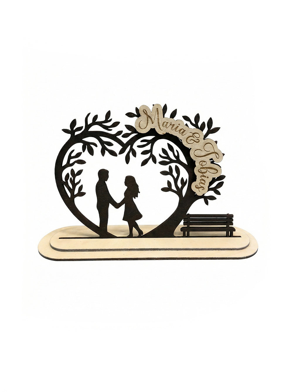 Herz Liebe Paar Liebespaar Valentinstag Hochzeit Geburtstag Geschenk Personalisiert Namen Gravur weiß/schwarz