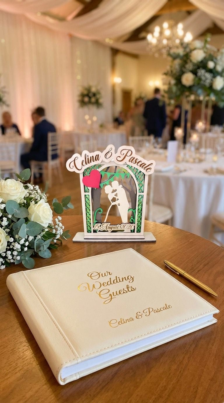 Aufsteller Tischaufsteller Hochzeit Brautppar Holz, personalisiert, Farben