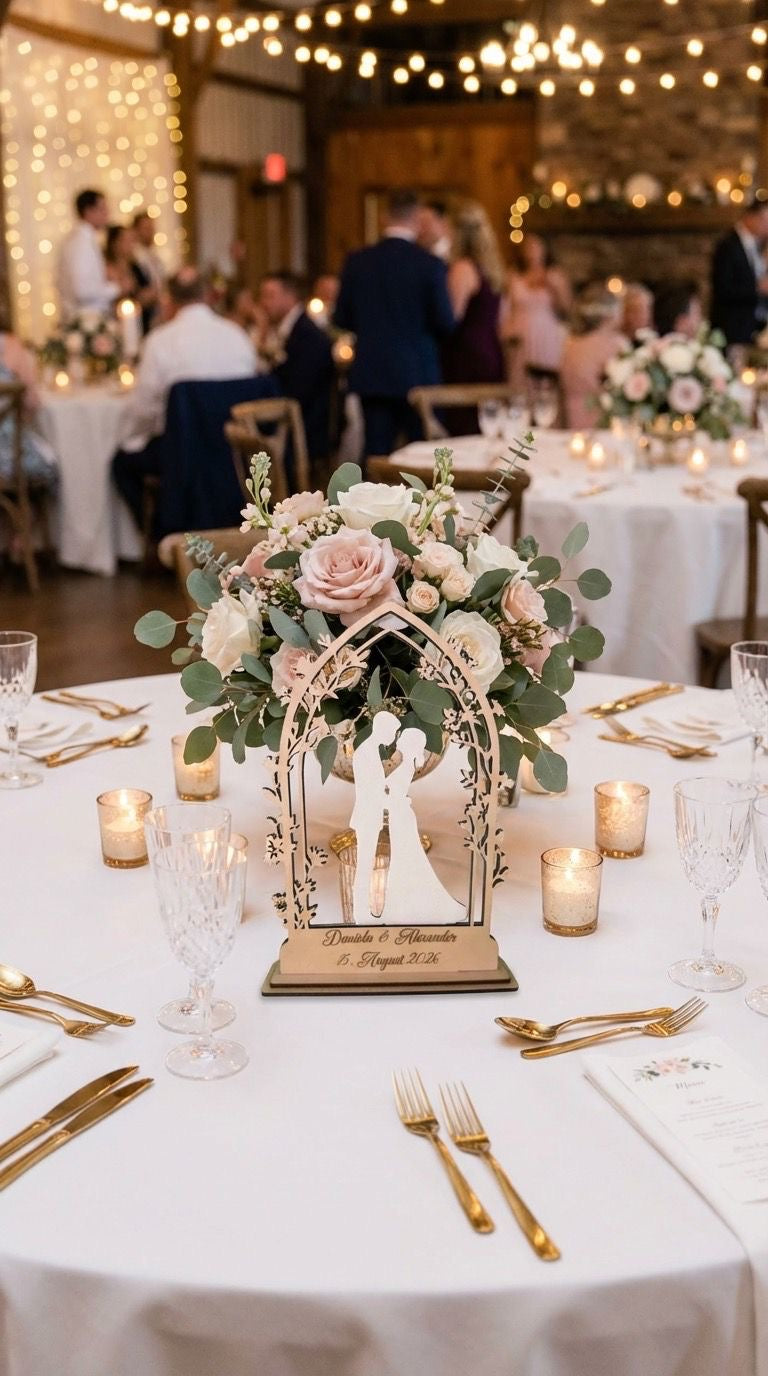 Aufsteller Tischaufsteller Hochzeit Brautpaar Holz  personalisiert, Farben
