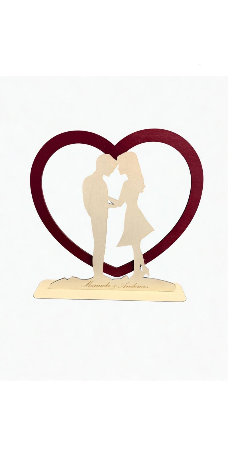 Herz Liebe Paar Liebespaar Valentinstag Hochzeit Geburtstag Geschenk Personalisiert Namen Gravur weiß/rot 24 cm hoch