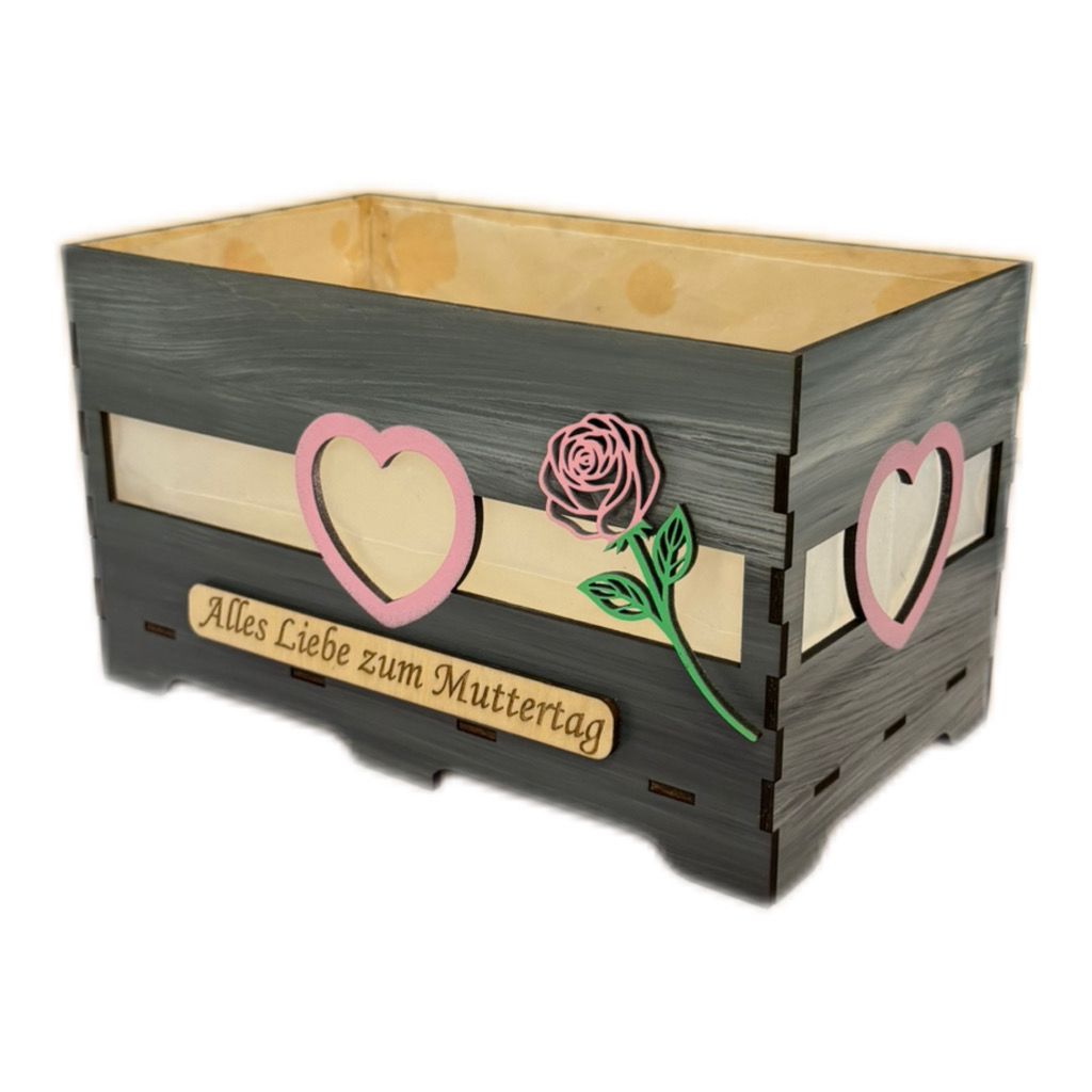 Pflanzen Blumentopf Topf Box Holz grau Personalisiert Geburtstag Muttertag