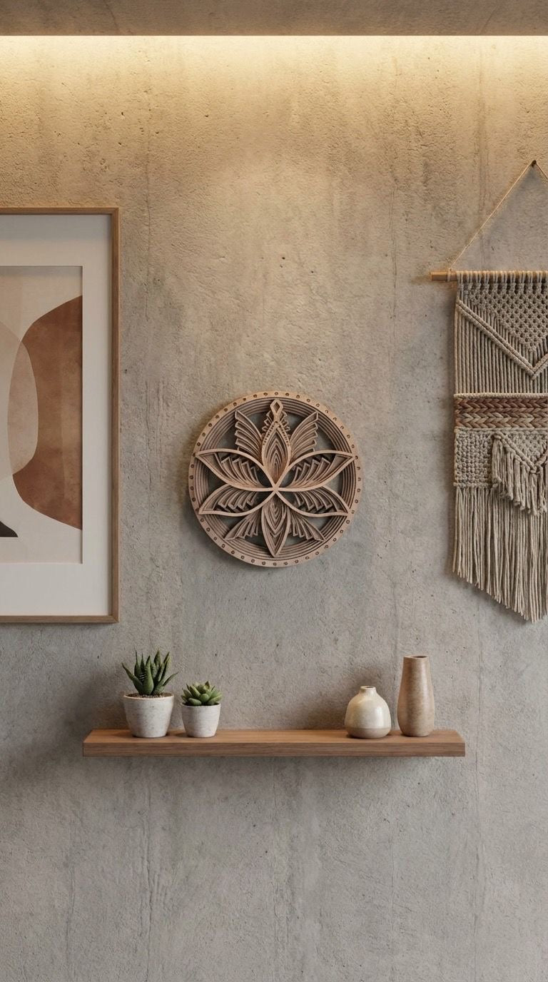 Bild Wandbild Mandala Laser Schnitt Holz Natur mehrlagig Durchmesser 29 cm