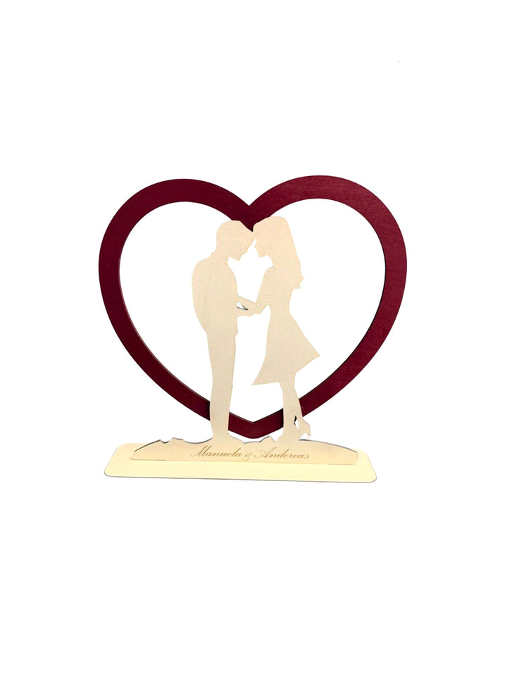 Herz Liebe Paar Liebespaar Valentinstag Hochzeit Geburtstag Geschenk Personalisiert Namen Gravur weiß/rot 24 cm hoch