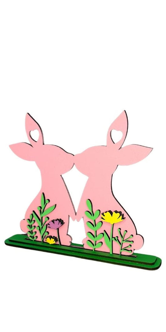 Hase Pärchen Hasen Ostern Deko Holz