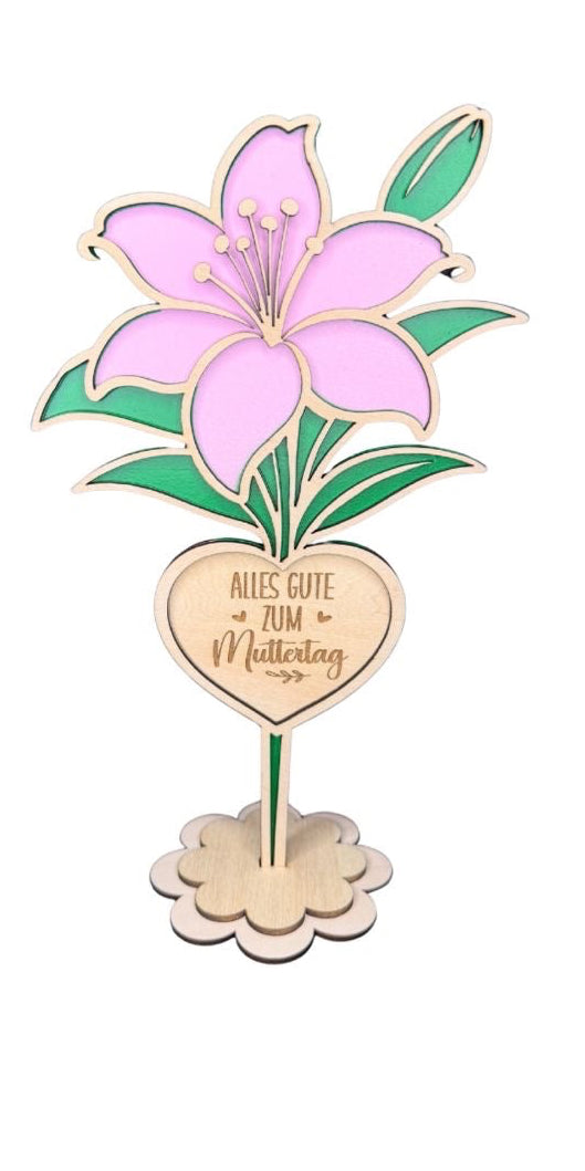 Geschenk Mama Muttertag Geburtstag Holz 29 cm hoch Blume versch. Varianten