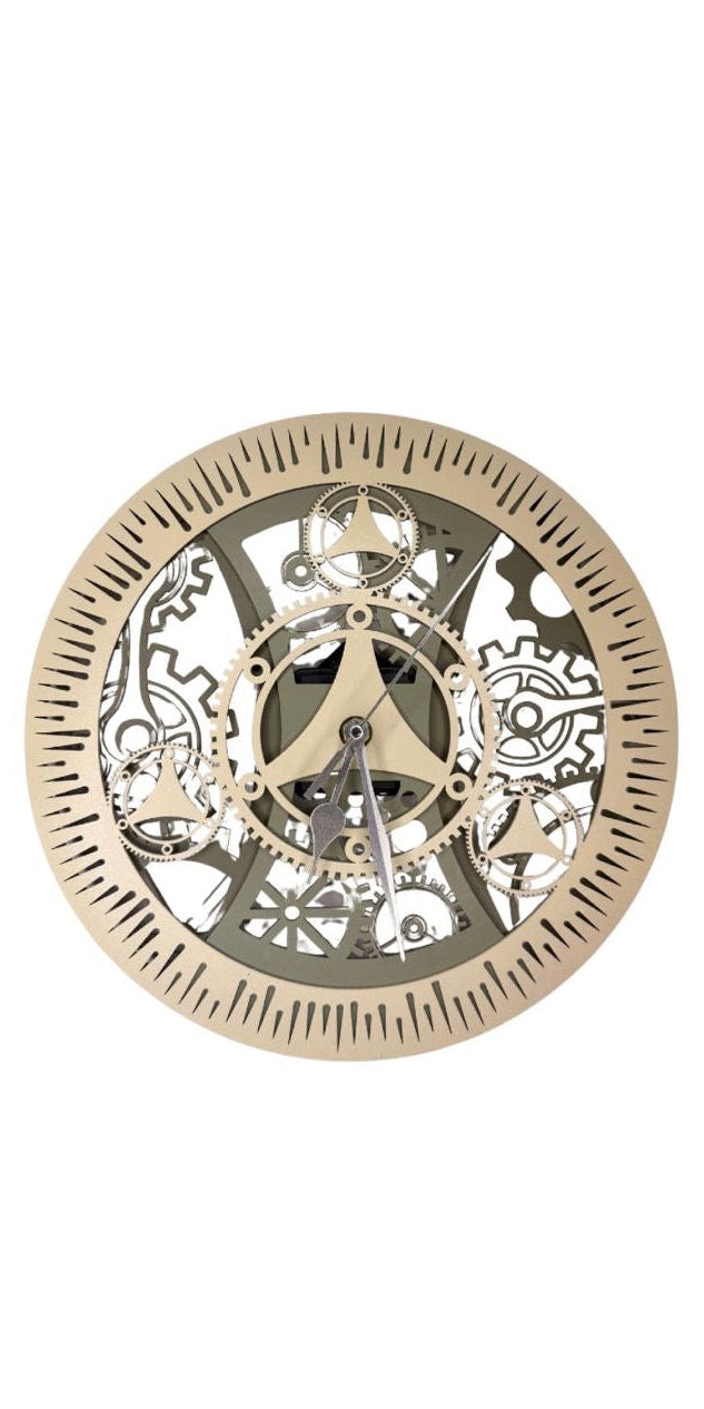 Uhr Wanduhr Holz Laser mehrlagig 27 cm Durchmesser Grüntöne