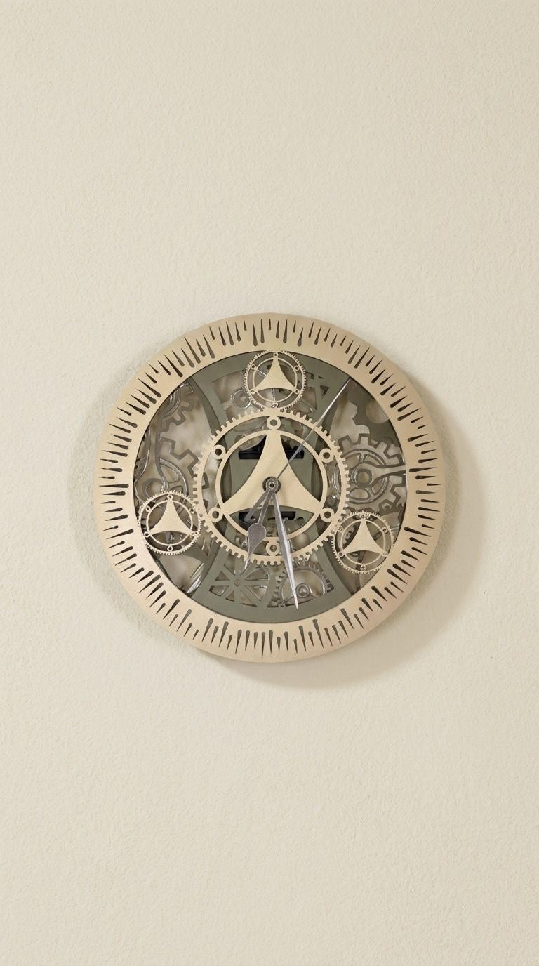 Uhr Wanduhr Holz Laser mehrlagig 27 cm Durchmesser Grüntöne