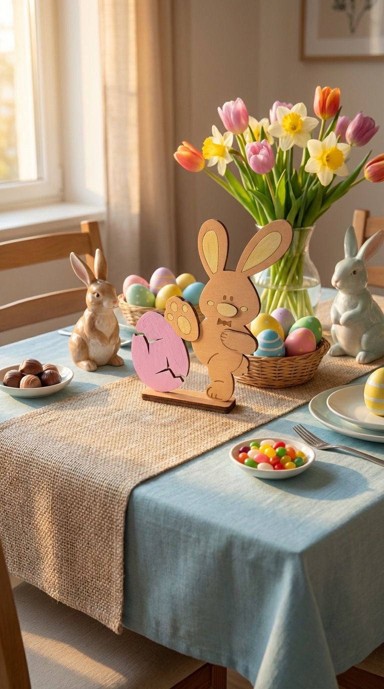 Hase Ei Ostern Deko Holz