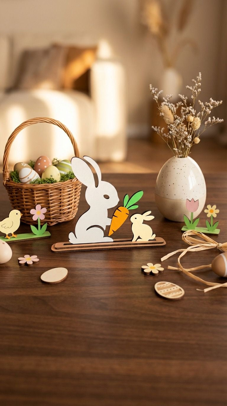 Hase Pärchen Hasen Ostern Deko Holz