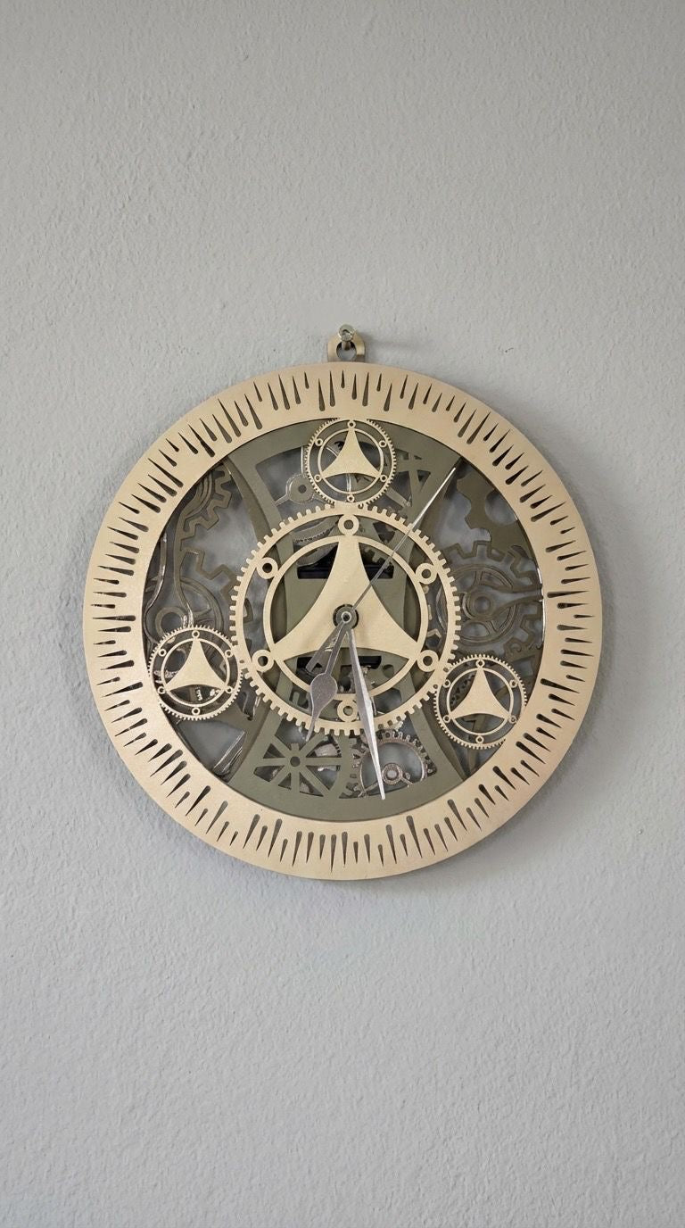Uhr Wanduhr Holz Laser mehrlagig 27 cm Durchmesser Grüntöne