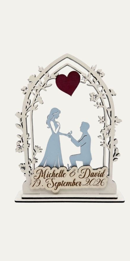 Aufsteller Tischaufsteller Hochzeit Brautpaar Holz  personalisiert, Farben