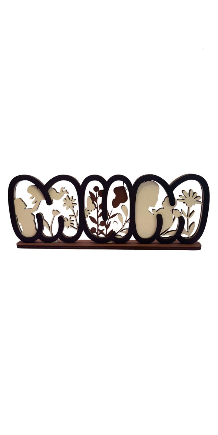 Geschenk Mama Mum Geburtstag Muttertag Holz  28 cm lang weiß/braun/schwarz