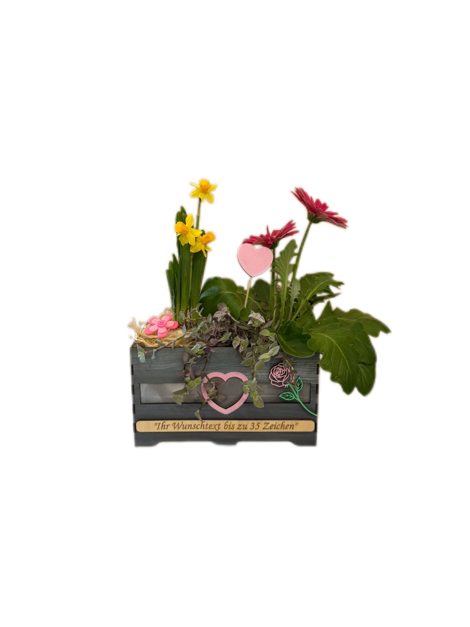 Pflanzen Blumentopf Topf Box Holz grau Personalisiert Geburtstag Muttertag
