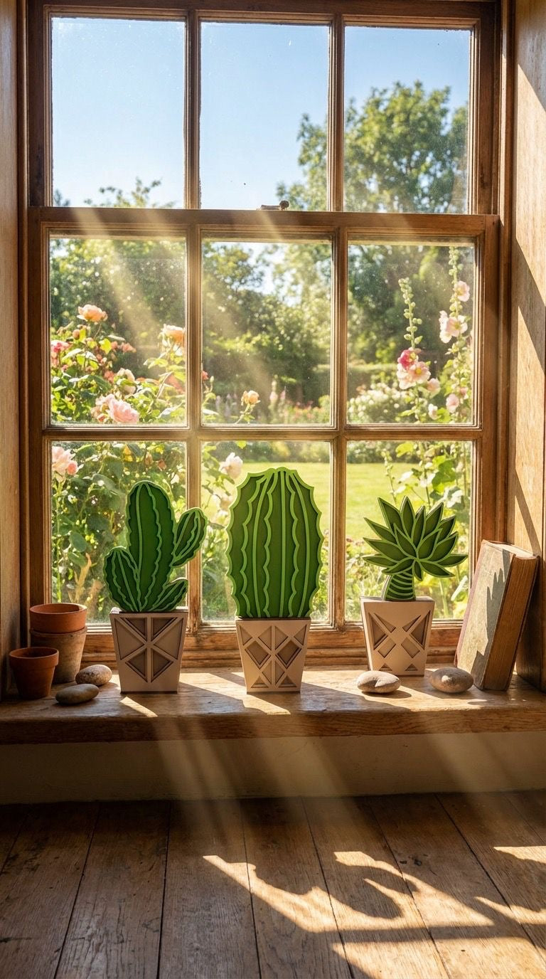 Kaktus Sukkulenten Kakteen mehrlagig Holz Grün/Grautöne 16-26 cm groß verschiedene Varianten