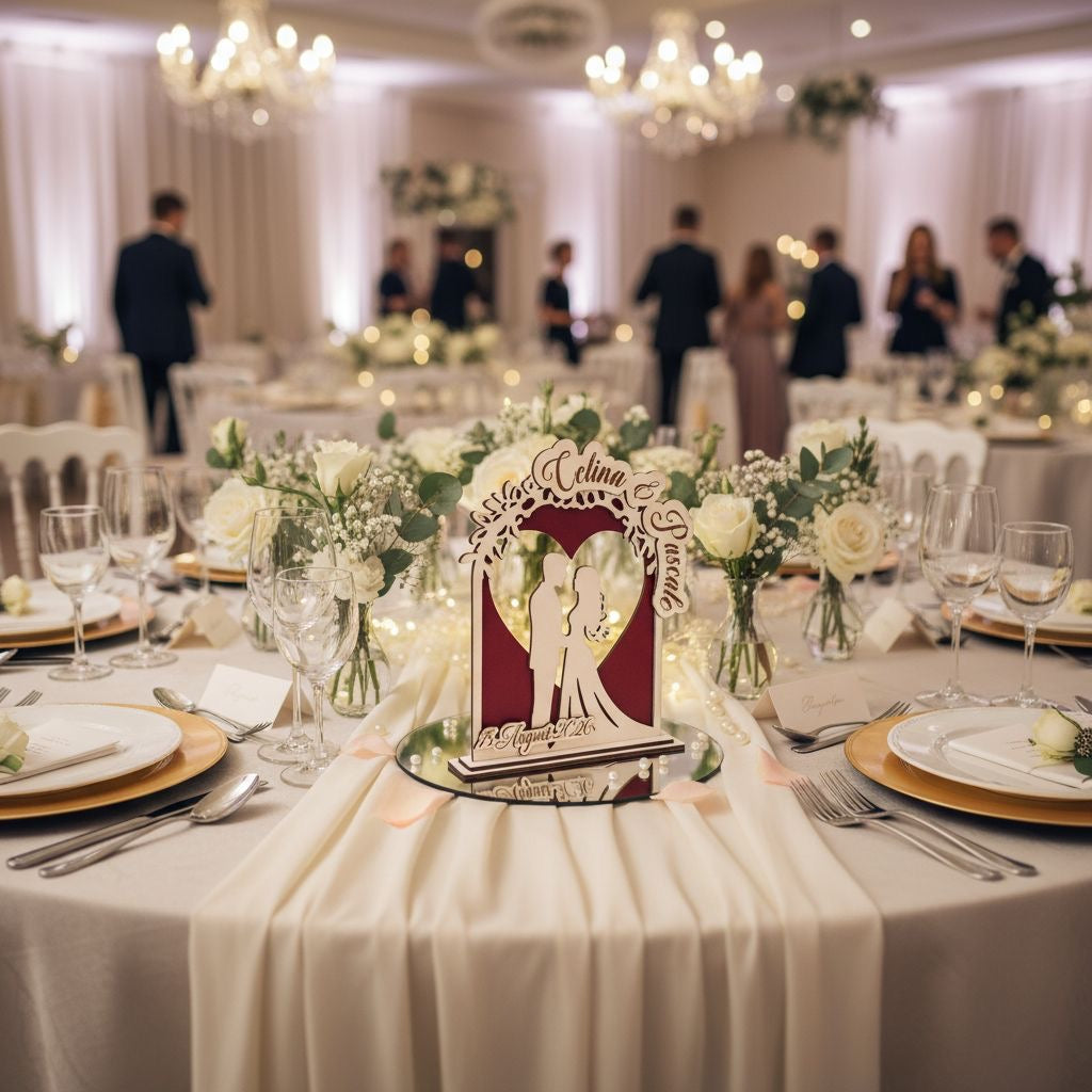 Aufsteller Tischaufsteller Hochzeit Brautpaar Holz  personalisiert, Farben