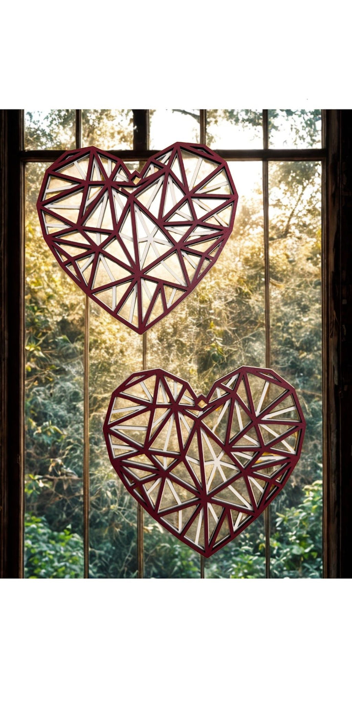 Herz Fenster Aufhänger Anhänger Deko Tisch  2 Stk. 14x14 cm