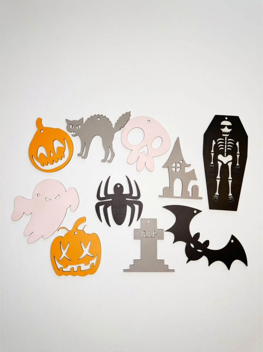 Halloween Aufhänger Anhänger Deko Fenster 10 Stk. 9 cm - 17 cm groß Holz
