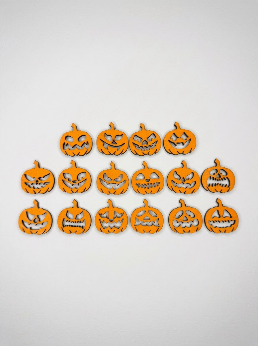 Holz Streudeko Deko Halloween 3 cm groß 16 Stück 16 verschiedene Designs