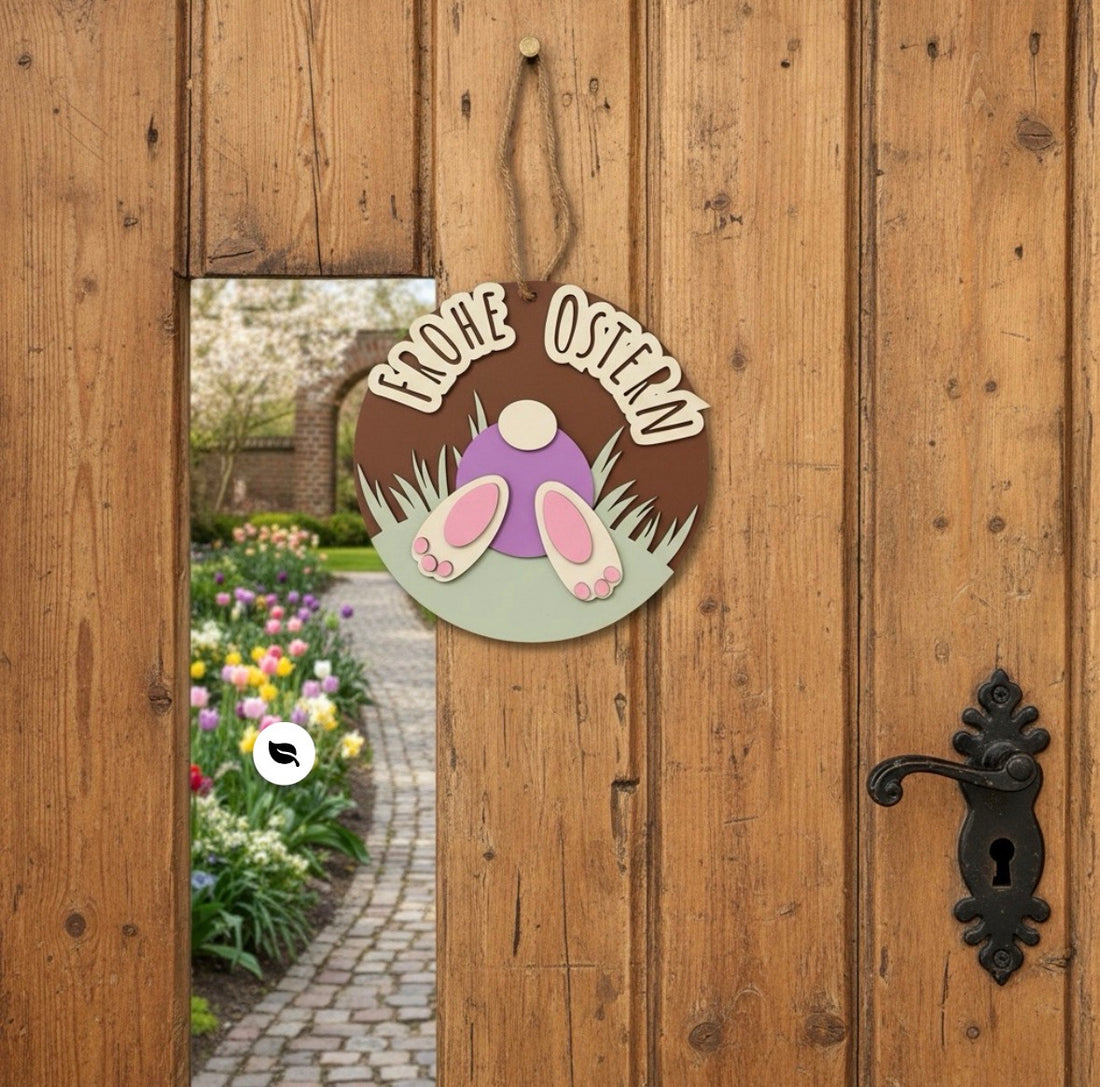 Türschild Schild Haustür Fenster Deko Ostern  „Frohe Ostern“ Hase