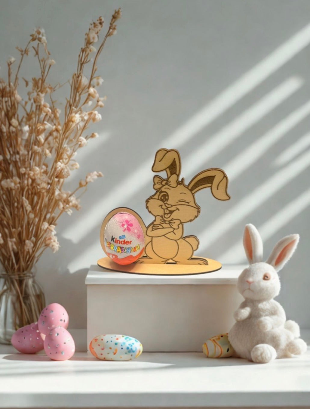 Figur Osterhase Hase Ostern Ü Ei Halter Kinder Überraschung 16 cm groß Mädchen