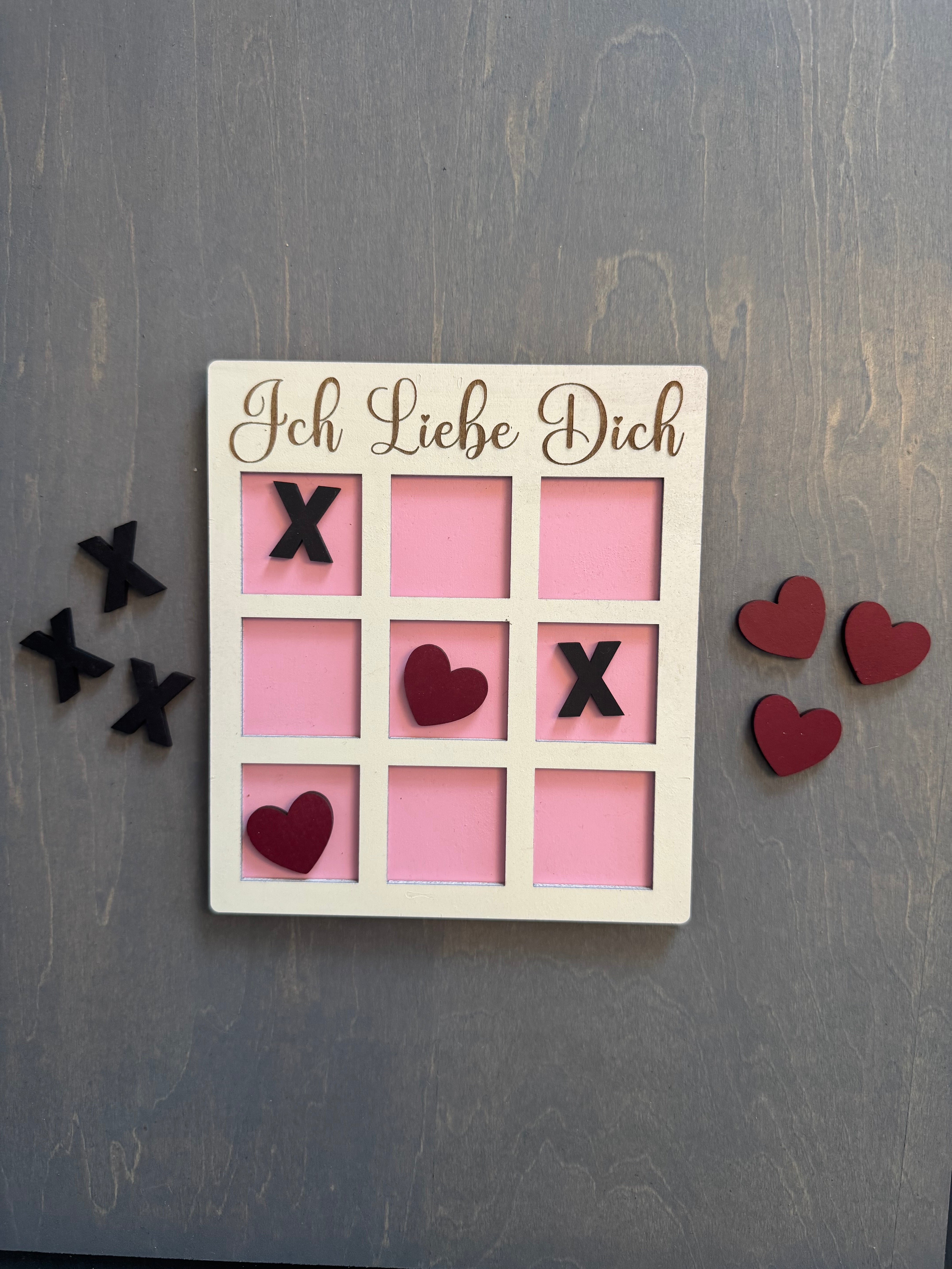 Spiel Brettspiel Tic Tac Toe Liebe Valentinstag Hochzeit Geburtstag Paar 15,8 x 14 cm Holz