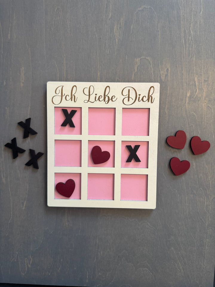 Spiel Brettspiel Tic Tac Toe Liebe Valentinstag Hochzeit Geburtstag Paar 15,8 x 14 cm Holz