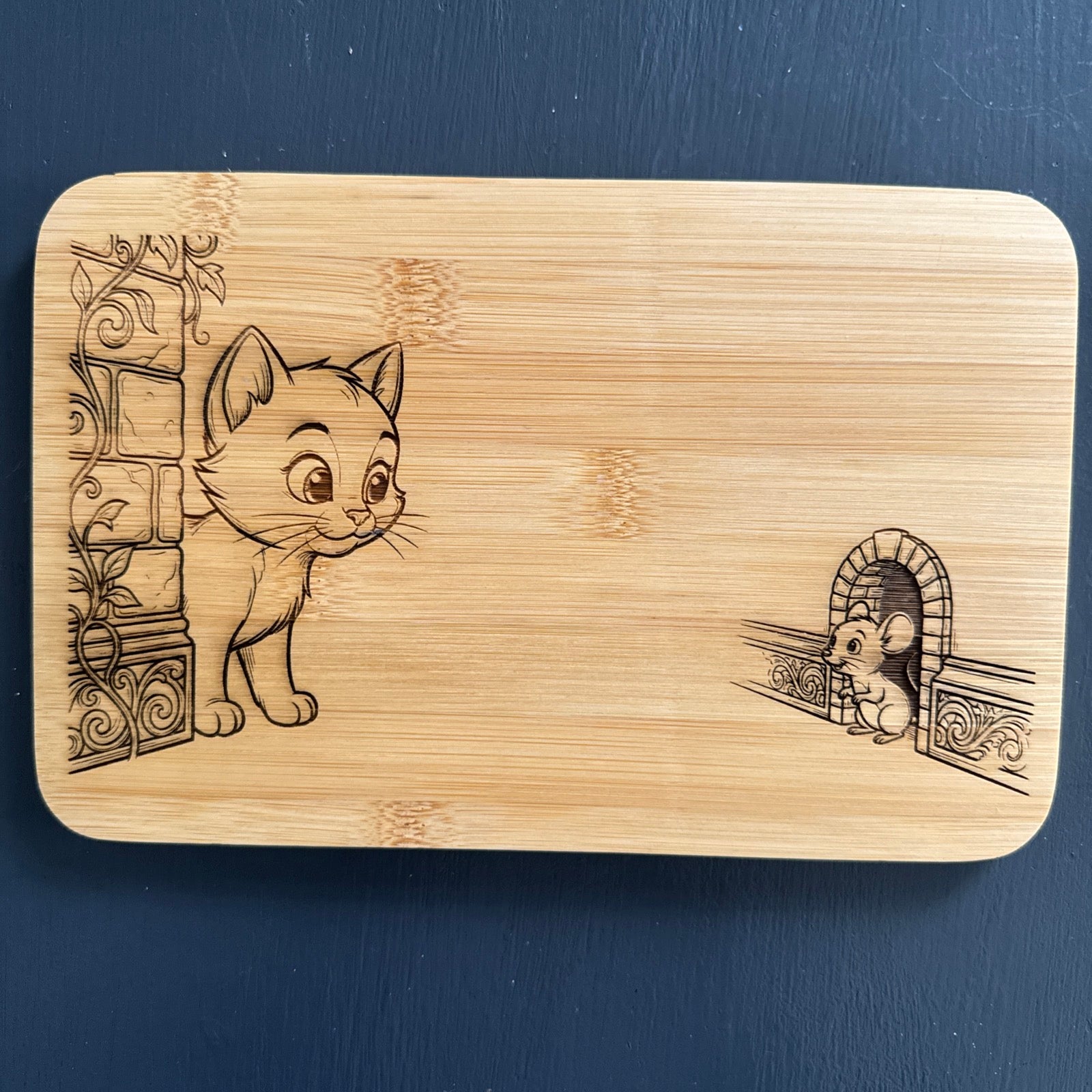 Holz Brett Schneidbrett Brotzeit Frühstück Küche Schneiden 23x15 cm