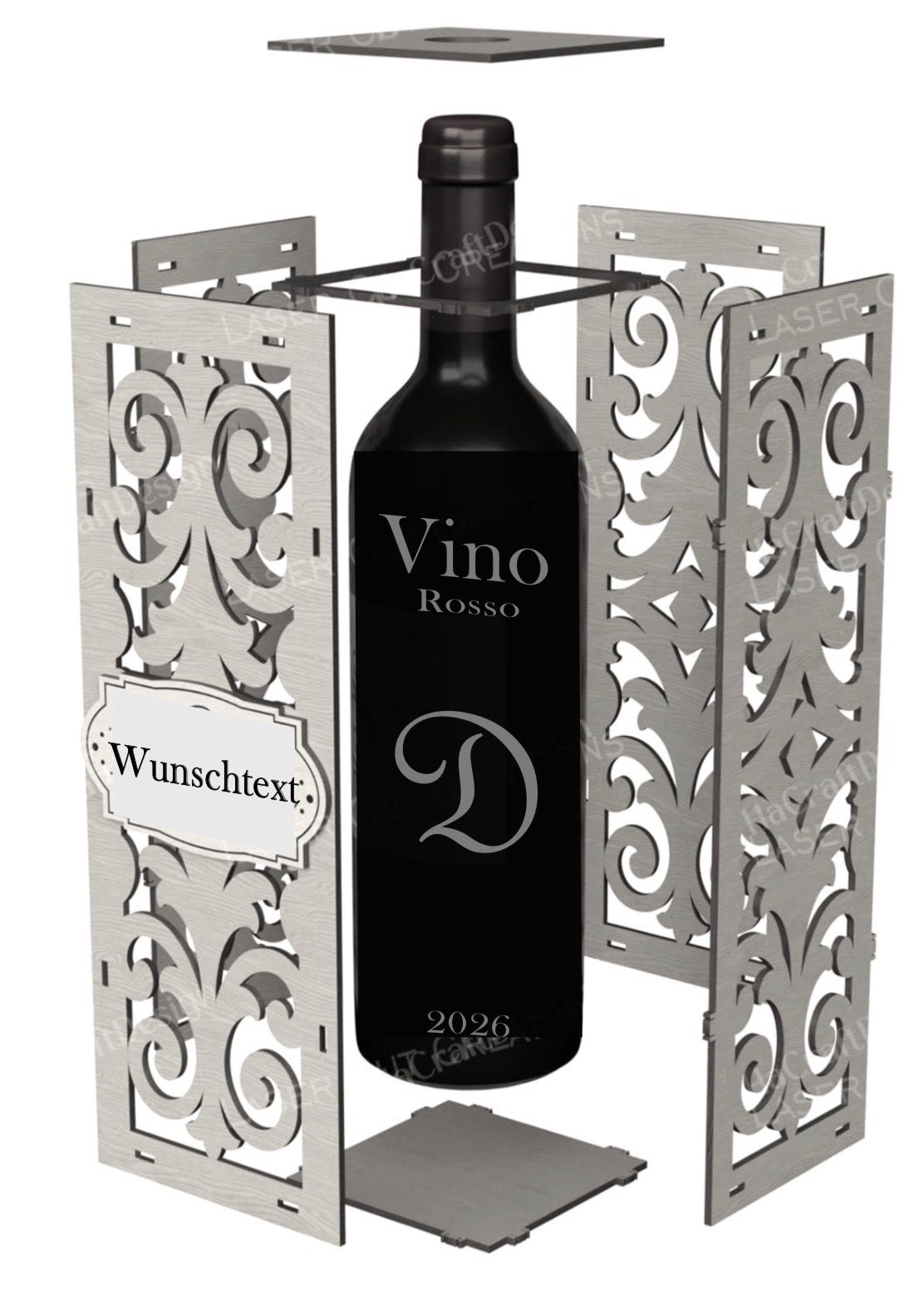 Weinbox Box Geschenk Wein Flasche Holz Natur personalisiert mit Gravur