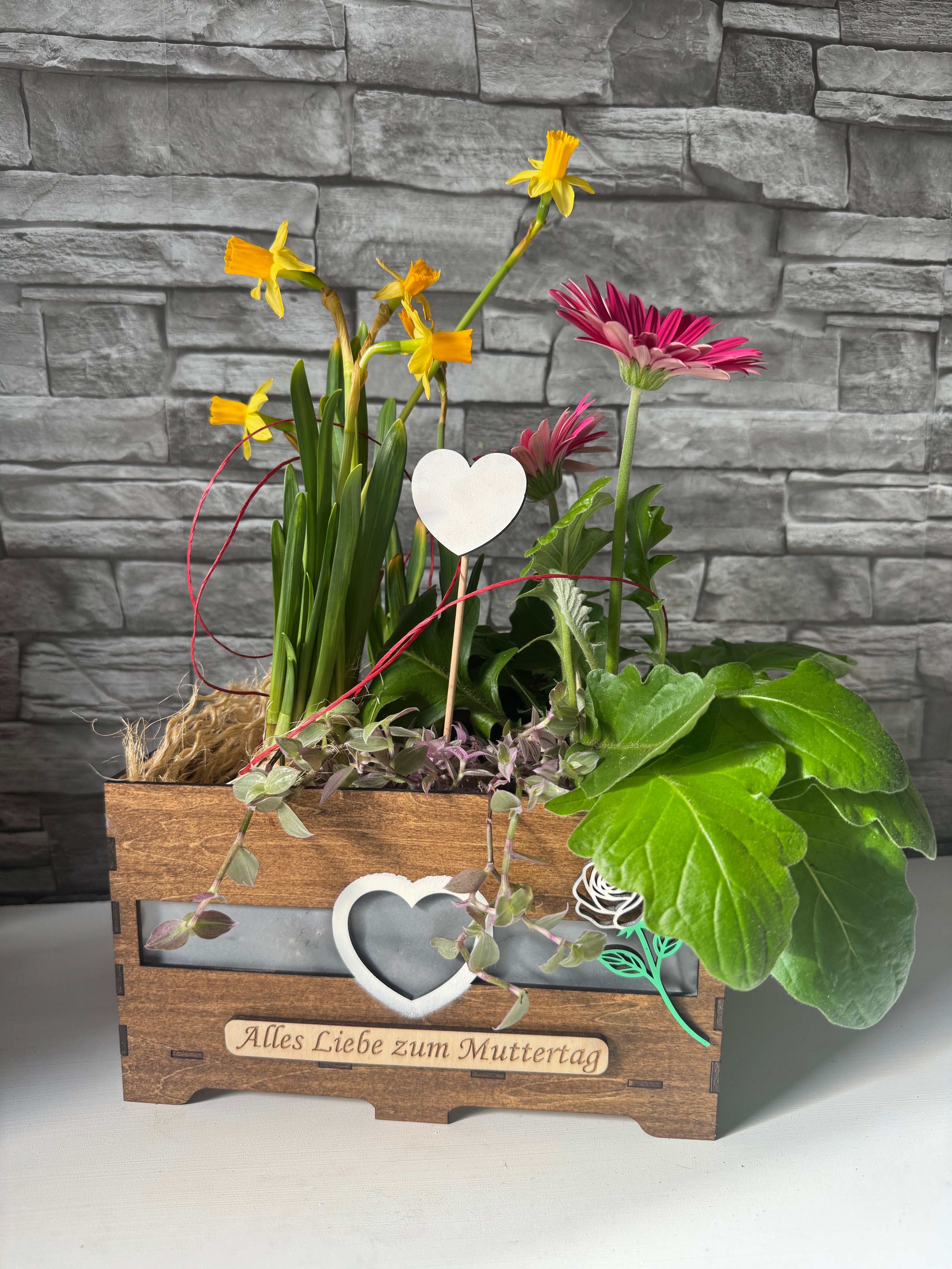 Pflanzen Blumentopf Topf Box Holz braun Personalisiert Geburtstag Muttertag