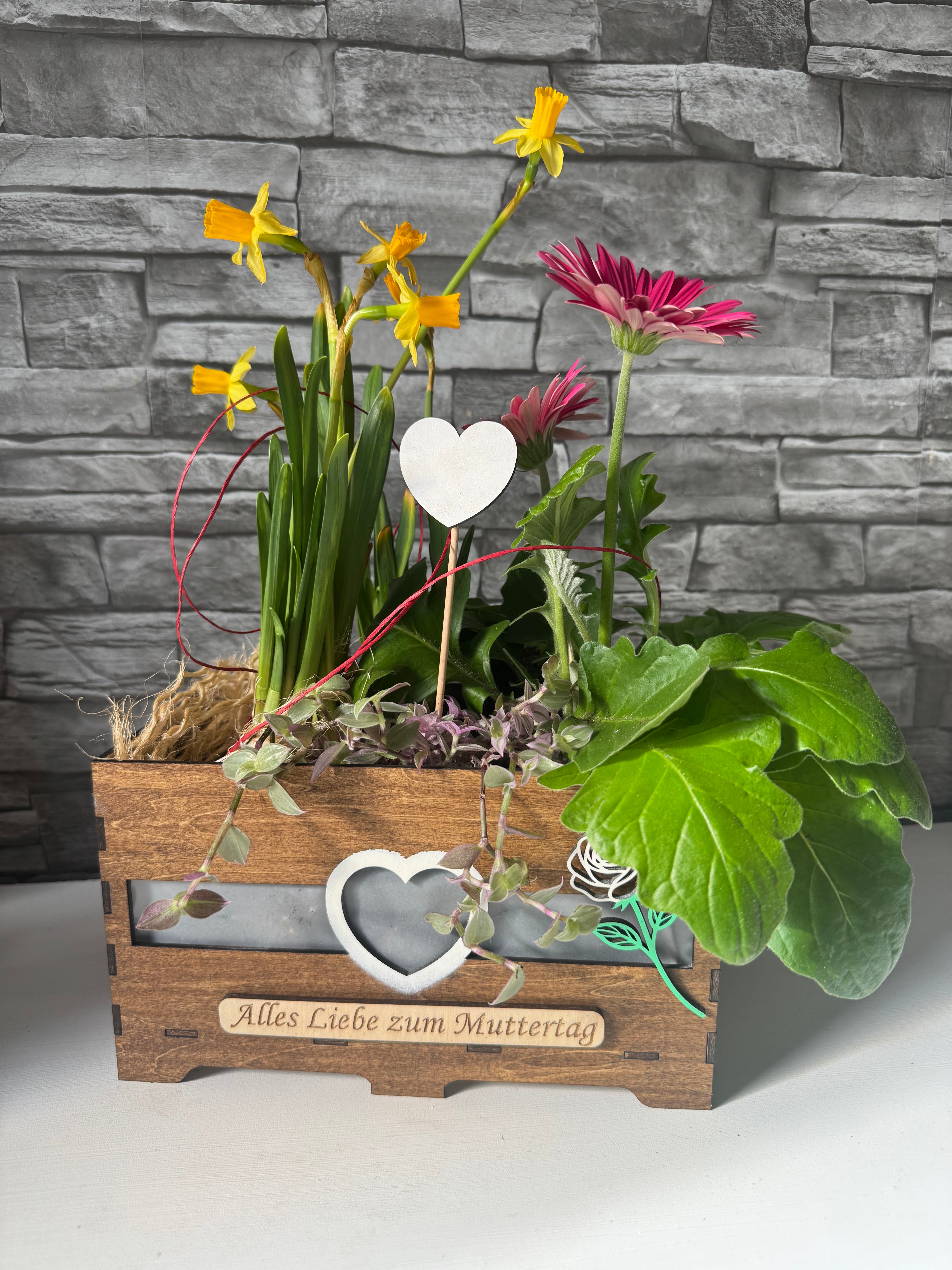Pflanzen Blumentopf Topf Box Holz braun Personalisiert Geburtstag Muttertag