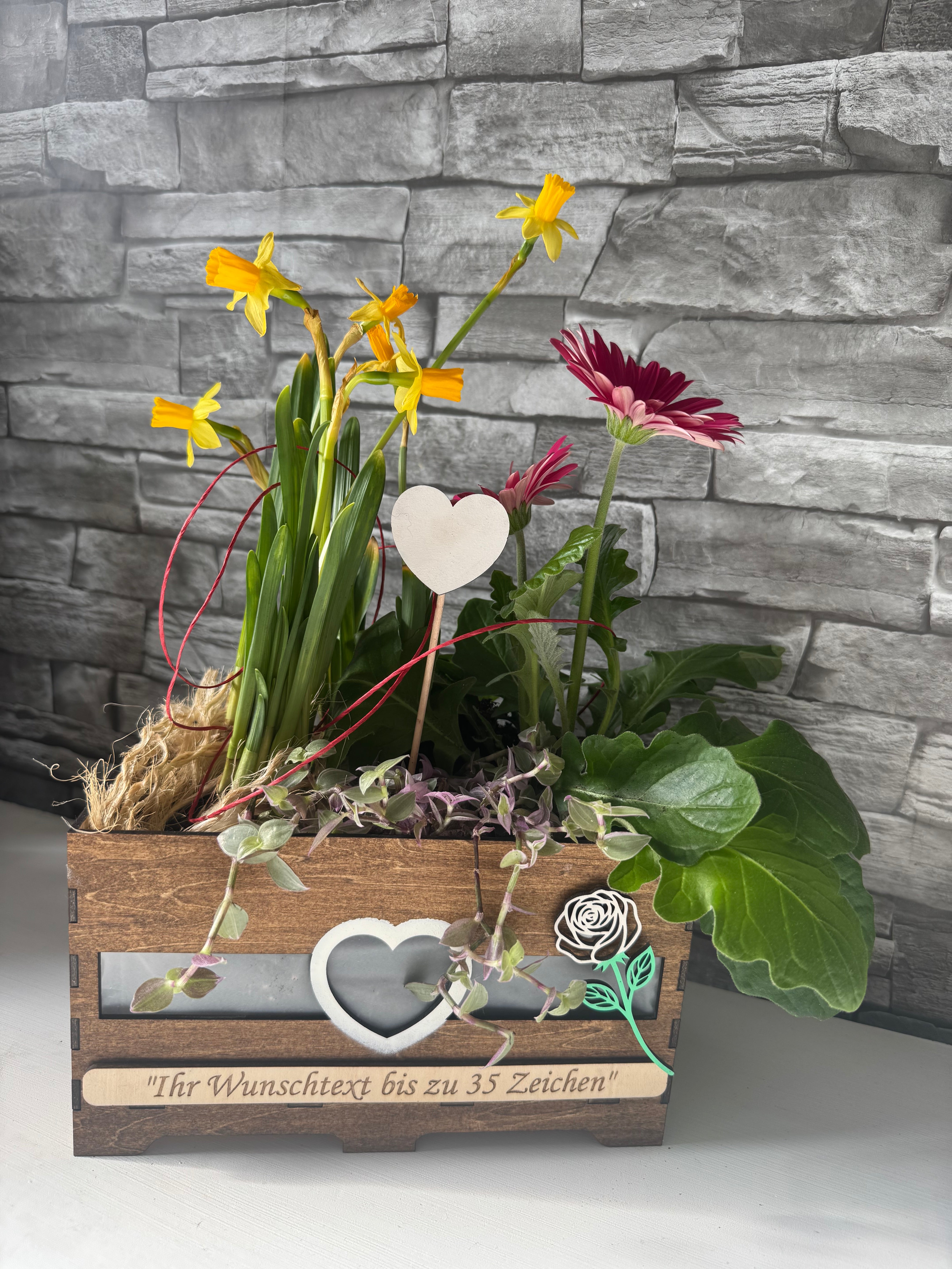 Pflanzen Blumentopf Topf Box Holz braun Personalisiert Geburtstag Muttertag