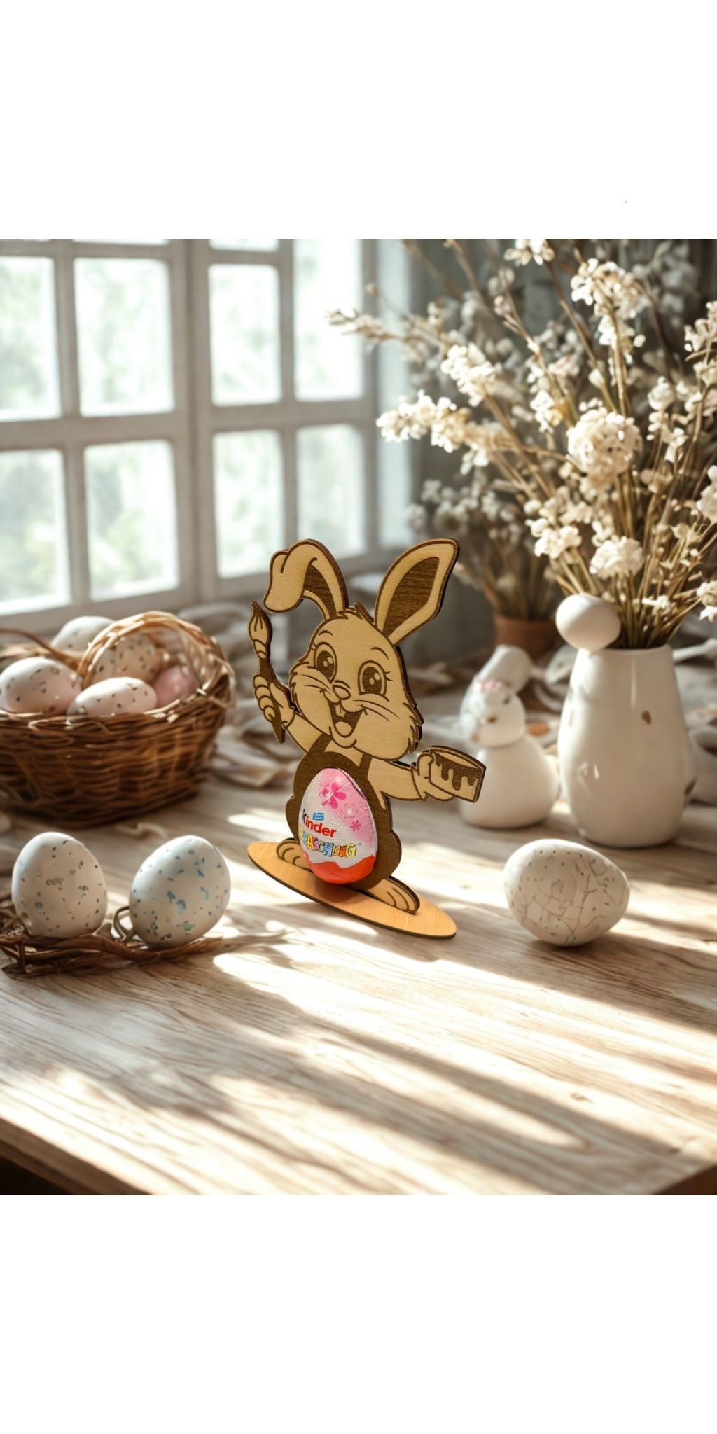 Figur Osterhase Hase Ostern  Ü Ei Halter Kinder Überraschung  19 cm