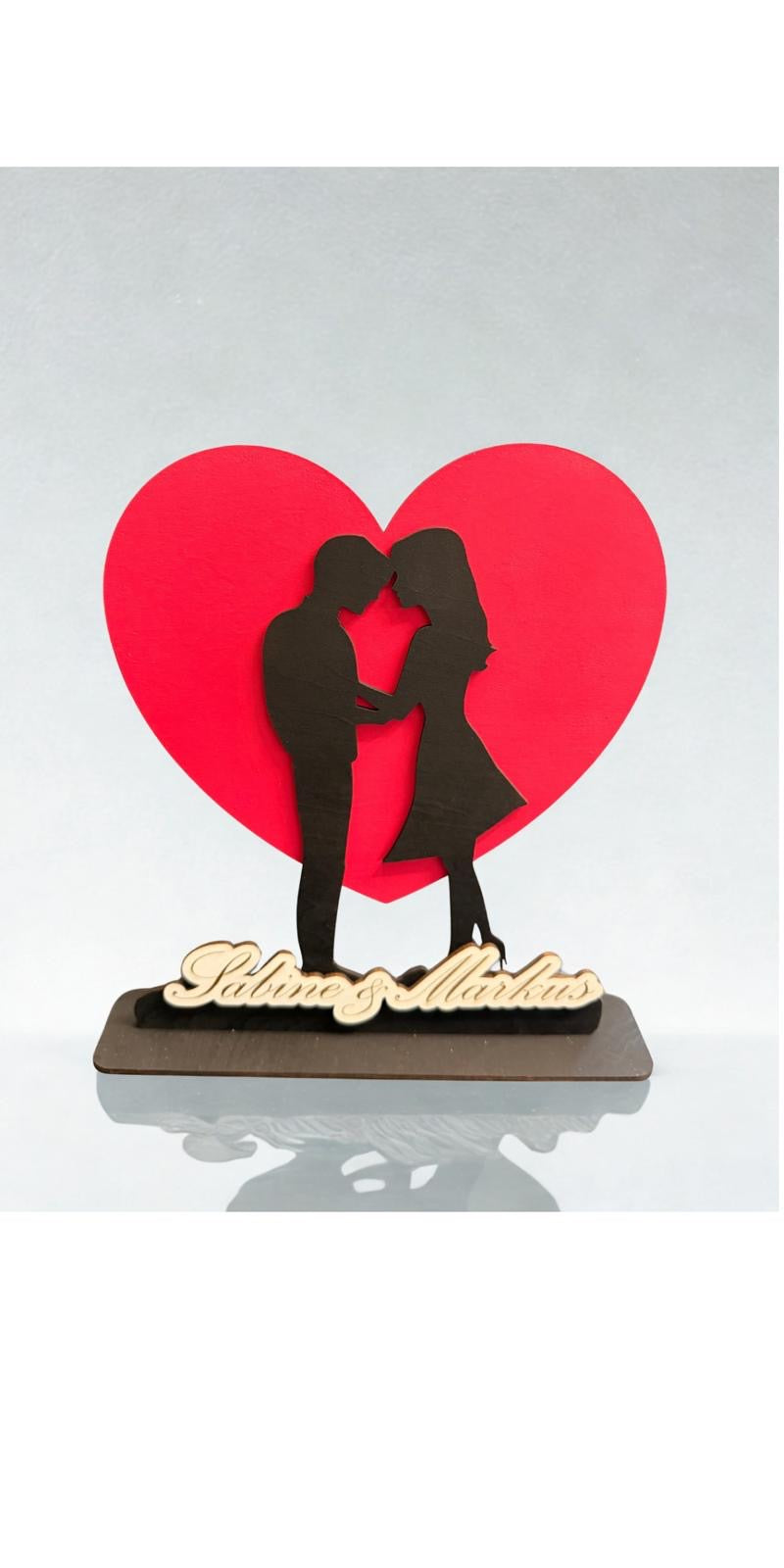 Herz Liebe Paar Liebespaar Valentinstag Hochzeit Geburtstag Geschenk Personalisiert Namen Gravur schwarz/rot