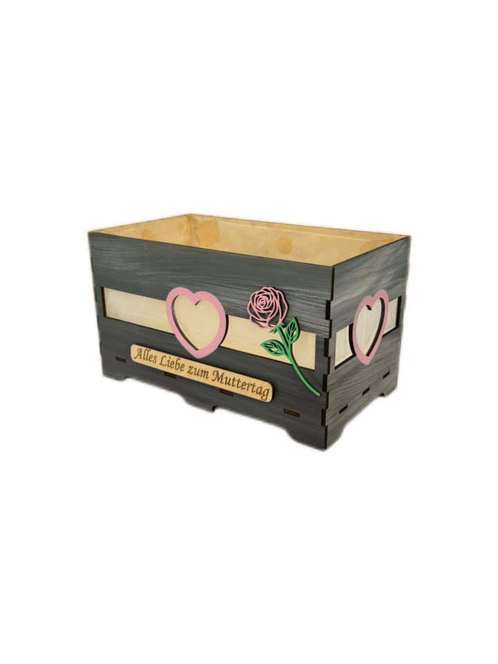 Pflanzen Blumentopf Topf Box Holz grau Personalisiert Geburtstag Muttertag