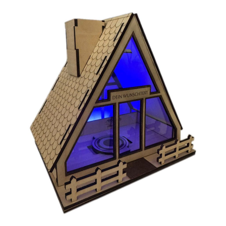 Sparbüchse Dose Büchse sparen Haus Holz beleuchtet LED Personalisiert