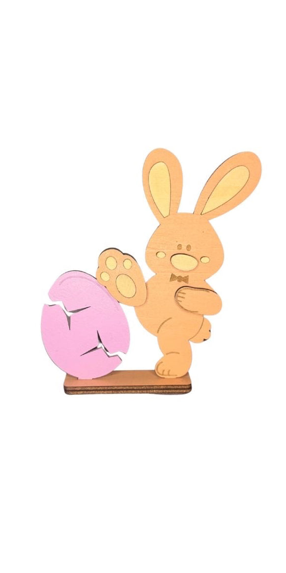 Hase Ei Ostern Deko Holz