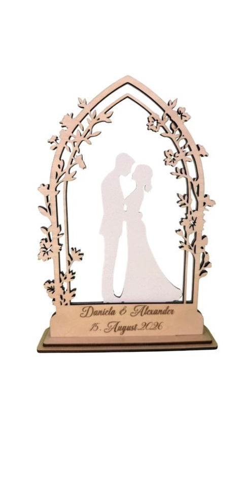 Aufsteller Tischaufsteller Hochzeit Brautpaar Holz  personalisiert, Farben