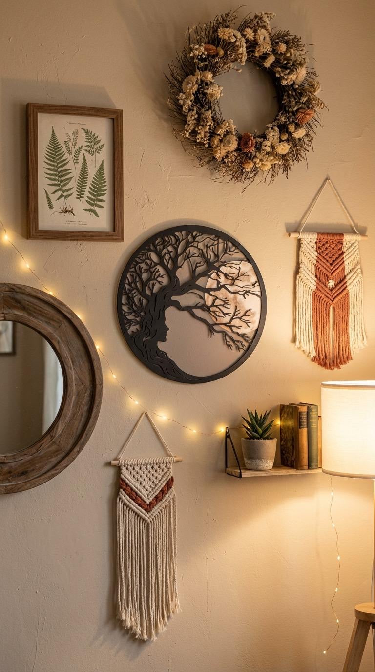 Bild Wandbild Baum/Mond Laser Schnitt Holz schwarz mehrlagig Durchmesser 29 cm