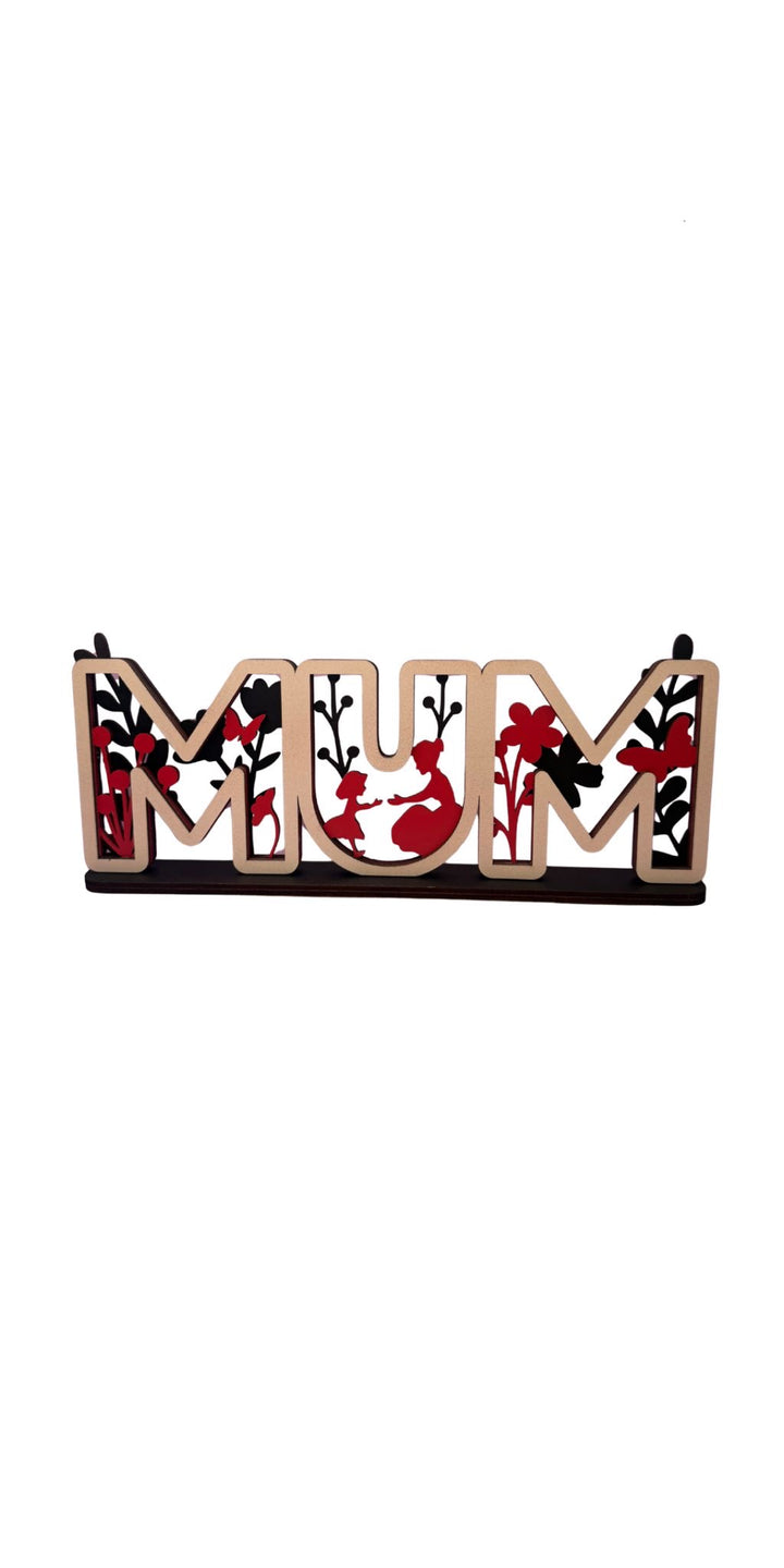 Geschenk Mama Mum Geburtstag Muttertag Holz  28 cm lang weiß/schwarz/rot
