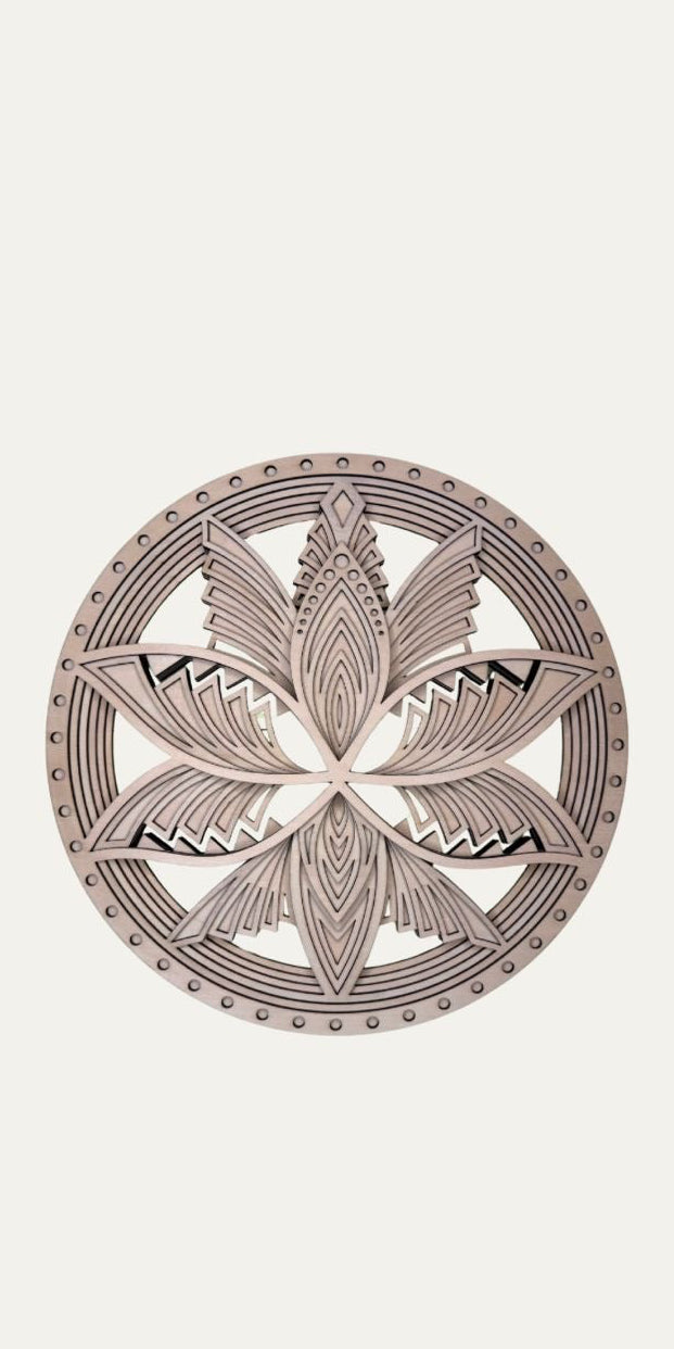 Bild Wandbild Mandala Laser Schnitt Holz Natur mehrlagig Durchmesser 29 cm