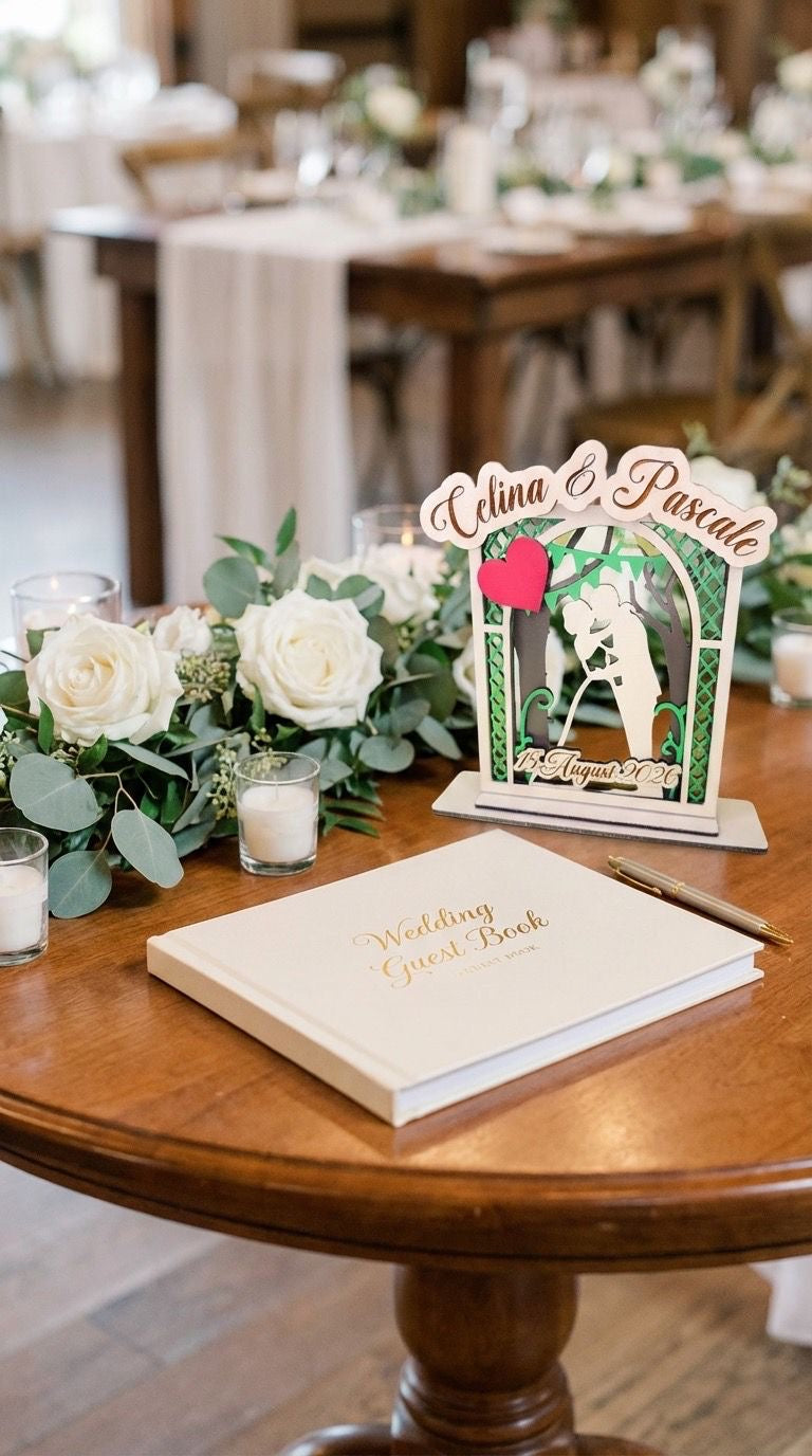 Aufsteller Tischaufsteller Hochzeit Brautppar Holz, personalisiert, Farben