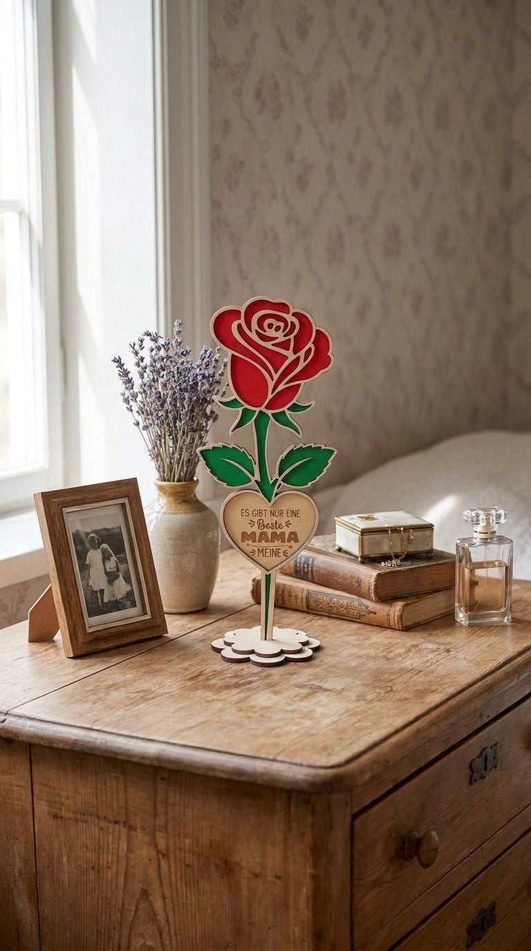 Geschenk Mama Muttertag Geburtstag Holz 29 cm hoch Blume versch. Varianten