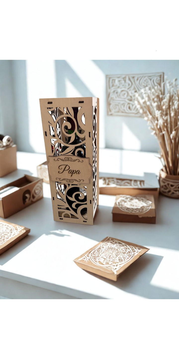 Weinbox Box Geschenk Wein Flasche Holz Natur personalisiert mit Gravur