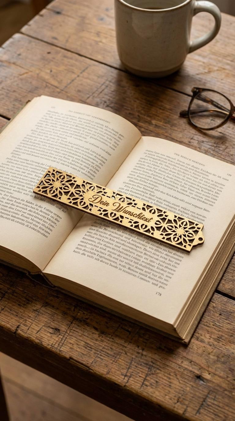 Lesezeichen Holz personalisiert 3 Varianten 21 cm lang, 4 cm breit