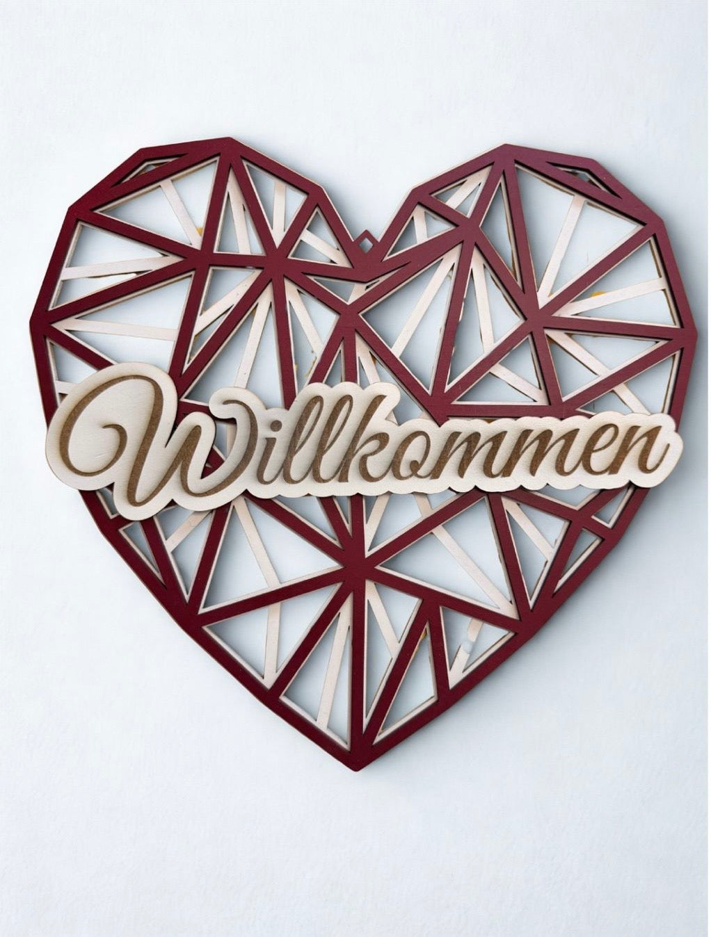 Türschild  Schild Haustür  Tür  Holz Deko 30 x 29 cm „Willkommen“